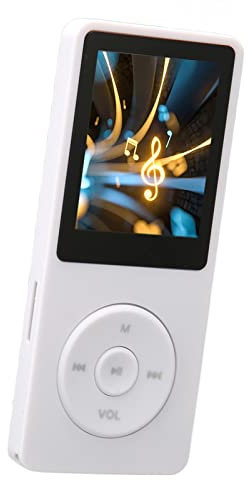 Lettore MP3 con radio FM e registratore vocale, 8 GB di supporto per lettore MP4 fino a 64 GB, 30 ore di riproduzione lettore musicale MP3 sportivo multifunzionale per sport, corsa (bianco)