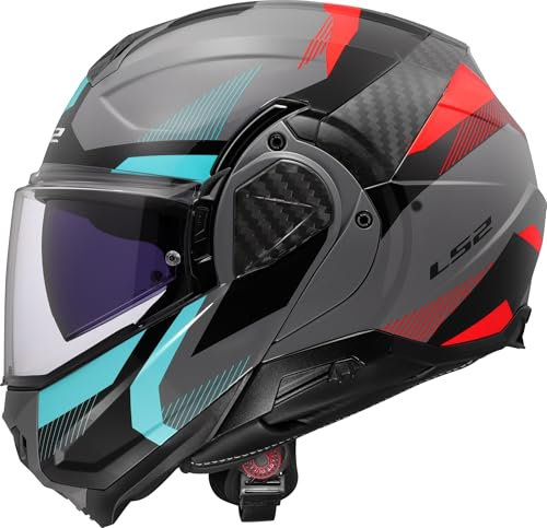 LS2, Casco Moto Modulare ADVANT II TRIPLE Nardo Grey Blue Red, L