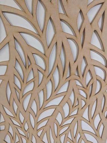 Träskiva dekorativ panel, väggskiljevägg, kylarskydd galler, möbeldekoration, laserskuren från 3 mm tjock MDF-skiva (storlek 1200 mm x 610 mm) mönster (020 C). Tillverkad i Storbritannien