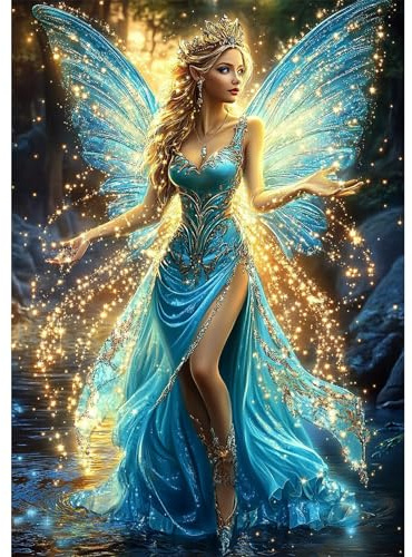 NEWENMO 5D Elegante Fata Diamond Painting Kit Adulti,DIY Ali Luminose Pittura Diamante Kit Completo,Cartoon Dreamy Diamond Art Kit,Dipinti Decorazioni per Pareti Domestiche,Regalo di Casa,30x40cm