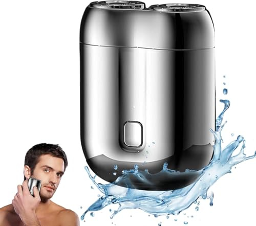 2025 Upgraded Waterproof Mini Electric Shaver for Men – Portable Cordless Travel Shaver with Deep Cleaning, Multi-Functional Trimmer & Gentle Grooming (Silver)