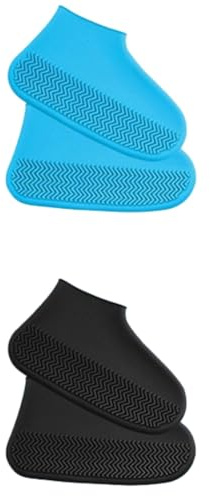 ISABELLA MOON 2pcs Rain Shoe Covers Latex Waterproof Shoe Covers Unisex Shoes Protectors Reusable Non-Slip Rain Boot Overshoes Walking Shoes Accessories (Set01 2pcs)