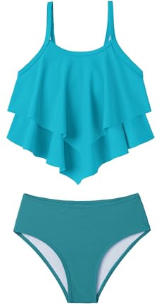 Arshiner Bikiniset för flickor, barn, volang, bustier & bikinitrosa, tvådelad baddräkt, sommar, tankini badmode, strand, surfing, baddräkt för flickor 7–15 år