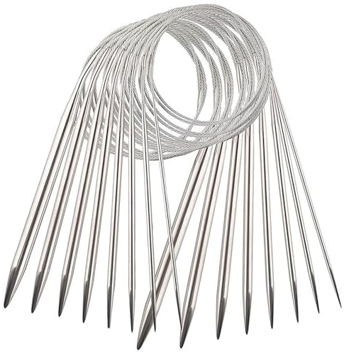 Sinirttou Lot de 8 Aiguilles à Tricoter Circulaires en Acier Inoxydable 80cm, Aiguilles à Tricoter en Acier Inoxydable à Double Pointe(2mm/3mm/4mm/4.5mm/5.5 mm/6mm/7mm/8mm)