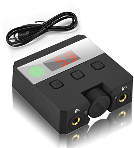 ATOMUS Bloc d'alimentation pour tatouage avec affichage numérique LED, 3 ports de connexion pour tatouage liner et machine à colorier, contrôle par pédale