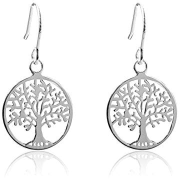 Silverrockjewellery 925 Solid Sterling Silver Tree Of Life Hook Earrings