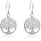Silverrockjewellery 925 Solid Sterling Silver Tree Of Life Hook Earrings