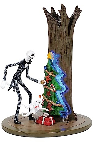 Department 56 Disney The Nightmare Before Christmas Village Accessories Jack Skellington Discovers Christmas Town Lit Figurine, 6.5 Inch, Multicolor