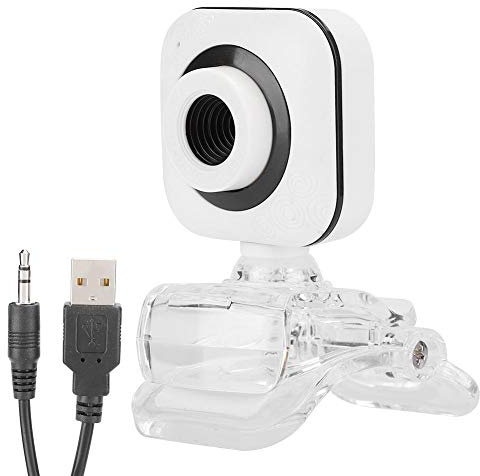 Annadue USB Webcam 480P Caméra Informatique avec Microphone pour PC, avec Clip Transparent, sans Lecteur, Blanc