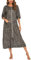 Rubeehoow Zipper Robes for Women Half Sleeve Long Housecoat with Pockets (Leopard,3XL)