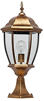 BARASH Creativo Simple Retro Victoria Columna Lámpara Negro Mate Villa Impermeable Farola Vidrio Transparente Linterna Pilar Poste Lámpara Patio Jardín Decoración Aluminio Paisaje Luz Fen