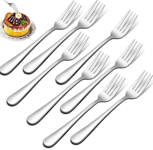 8PCs Desert Fork Set - Family Starter Forks Ideal for Eating Small Pastries, Dishwasher Safe