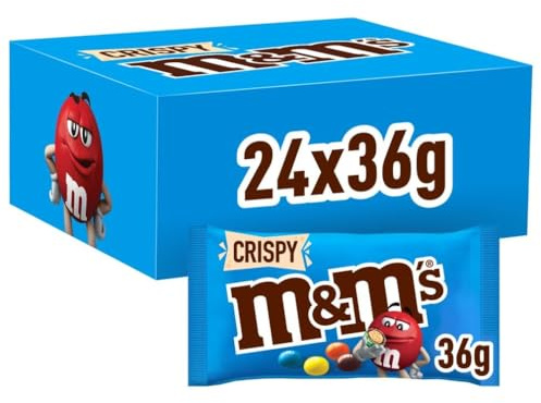 M&M's Crispy Confetti Al Cioccolato Contenenti Riso Soffiato, 24 Bustine Ognuna Da 36g di praline al cioccolato: totale 864g, Idea Natale, Nuova versione