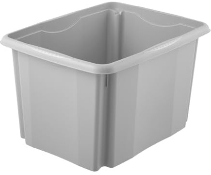 keeeper Aufbewahrungsbox mit Dreh-/Stapelsystem, 30 l, 44,5 x 34,5 x 27 cm, Emil Eco Line, Grau (Eco Stone Grey)