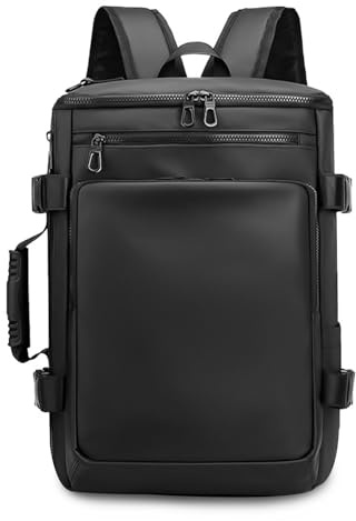 FANDARE Convertible Laptop Backpacks Weekender Carry On Backpack Flight-Approved Business Crossbody Tote Bag College Rucksack Men Women for 17 inch Laptop Black with Concealable Shoulder Strap Black