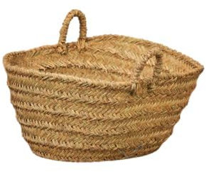 Aparici Capazo de esparto ovalado, leñero, cesto para la leña o decoración. Cesto para leña, Leñera, cesta para eventos. Cesta para flores (MEDIANO: 4 vueltas)