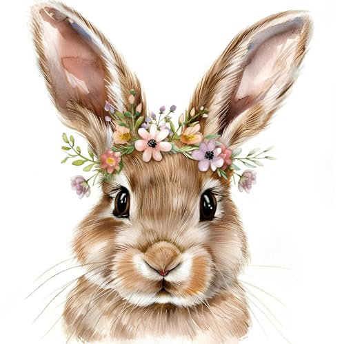 20 Servietten Ostern Niedlicher Hase mit Blumen als Tischdeko. Papierservietten mit Motiv für Frühling. Hasenservietten Tiere. Auch für Decoupage und Serviettentechnik 33x33cm