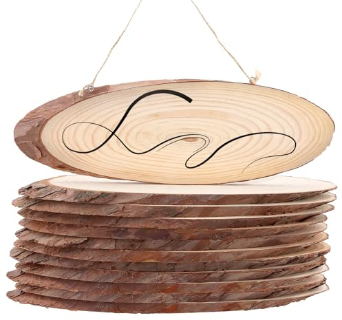 KEILEOHO 12 Rodajas de Madera Ovaladas de 30 cm, 10-12 cm de Ancho, Discos de Troncos de Madera Ovalados Decoración para Manualidades