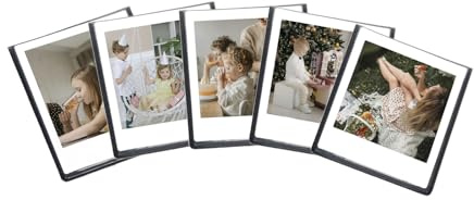 Square Magnetic Photo Frame for Refrigerator,Personalised Magnetic Picture Frames for Instax Square SQ40/SQ1/SQ60/SQ20/SQ10/SQ6/SP-3 Films, for 2.8 x 3.4 inch Pictures(5 Pack) (5-Black)