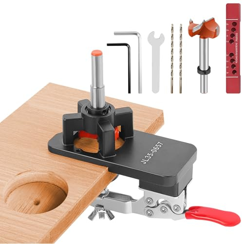 35mm Concealed Door Hinge Jig, Aluminum Alloy Accurate Locking Cabinet Hinge Hole Jig, Drilling Hole Puncher with Quick Clamp, Household Woodworking Tools for Kitchen Wardrobe Door Hinges Mounting