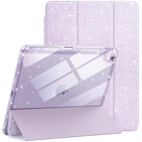 JETech Custodia Glitter per iPad Air 11 Pollici M4/M3/M2 (2026/2025/2024), iPad Air 5/4 (2022/2020 5a/4a) con Portapenne, Cover Sottile Scintillante Carina per Bambini e Ragazze (Viola)