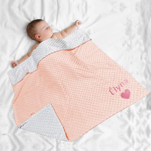 XIAOMA Babydecke mit Namen Personalisiert,Baby Decken Neugeborenen,Dünne Babydecke Sommer,Kinderwagen Geschenk Weiche Baby-Bettdecke für Junge Mädchen(Light pink)