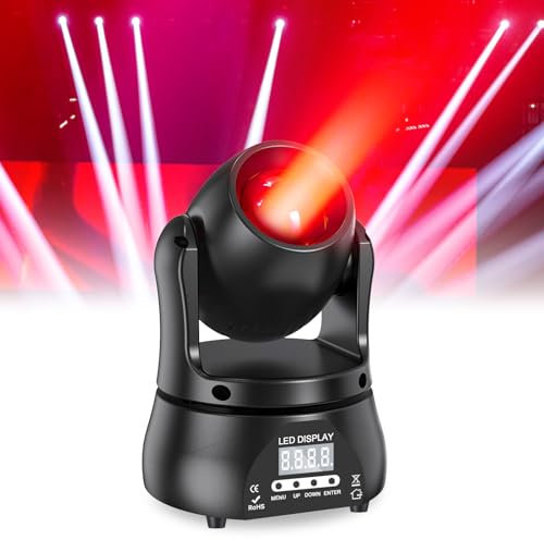 60W Lyre Led Mini Tête Mobile Lampe de Fête, LED RGBW Faisceau Éclairage de Scène Lumineux Disco Beam DMX512 à Commande Vocale pour DJ Mariage Halloween Club