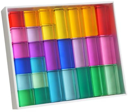 Milageto Set di Blocchi da Costruzione Arcobaleno, Giocattolo educativo per l'apprendimento sensoriale, abilità motorie Fini, Giocattoli impilabili, cubi