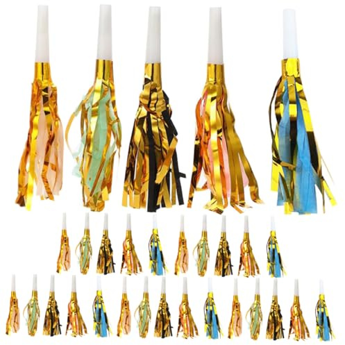 LIFKOME 30 Bocinas de Fiesta Flecos Multicolor Silbatos para Cumpleaños Infantiles Artículos para Hacer Unidades Adultos Decoración Festiva