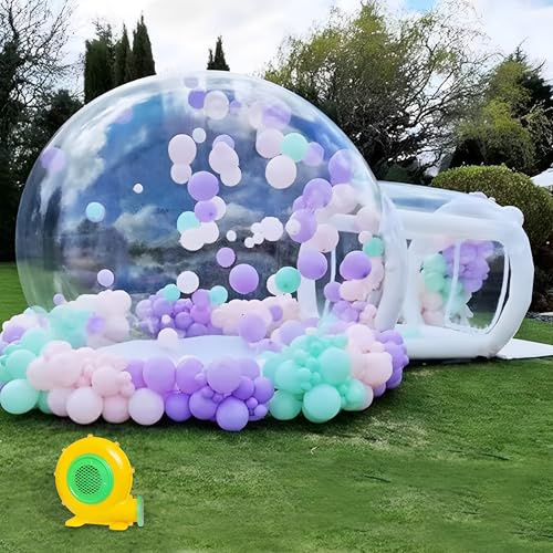 Tenda a Cupola Gonfiabile Trasparente con Tunnel Bubble House Dome Gonfiabile con Ventilatore e Pompa per Matrimoni Feste Giochi Natale (300cm)