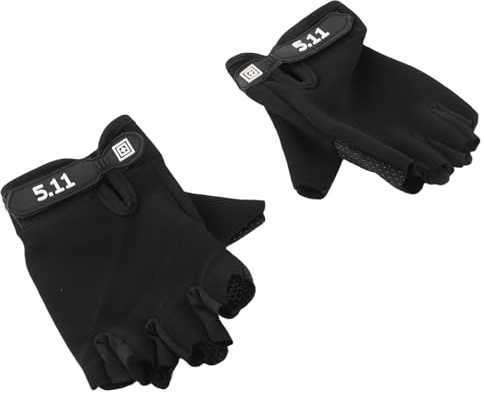 Ycauty Barn Svarta Halvfingerhandskar Slitstark Polyester Anti-sladd Sporthandskar för Cykling, Bergsklättring för Barn 4-7 år Gamla