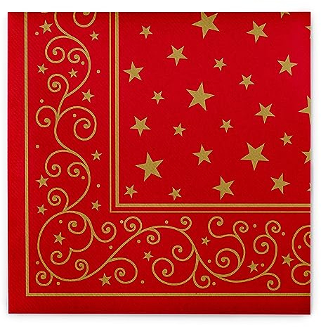 Sovie HORECA Weihnachtsserviette Liam in Rot aus Linclass® Airlaid, Serviette stoffähnlich festlich, ideal für Advent & Weihnachten, 40x40cm, 50 Stück