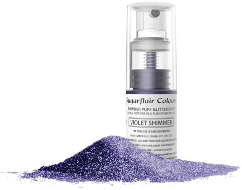 Sugarflair Violet Shimmer Edible Glitter Dust Spray (Non-Aerosol) - Add a Shimmering Lustre Sparkle to Cakes, Cupcakes, Chocolate, Baking, Desserts, Ice Cream, Drinks, Cocktails and more - 10g