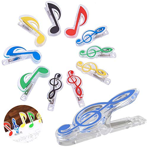 xianzhanEU 12 PCS Clip Note Musicali,Spartito Clip Fermacarte per Libri,Vestiti,Spartiti,Appunti,Carta,5 Colori,2 Stili