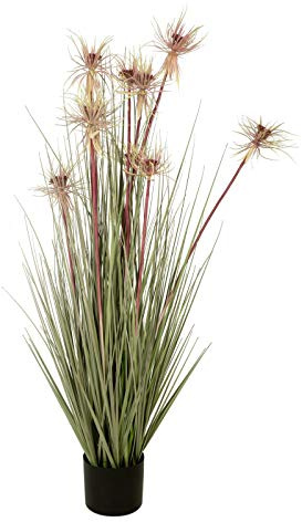 EUROPALMS Solig konstgjord växt, 120 cm, blommande prydnadsgräs i dekorativ kruka