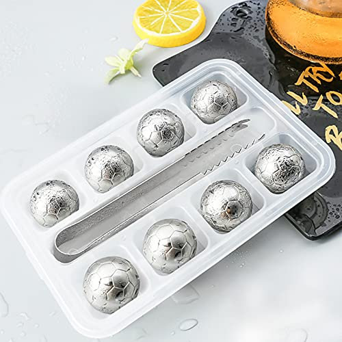 Enkrio Stainless Steel Ice Cubes 8 Pcs Reusable Whiskey Stones with Ice Tongs Chilling Stones for Whiskey Vodka Beer Wine or Juice
