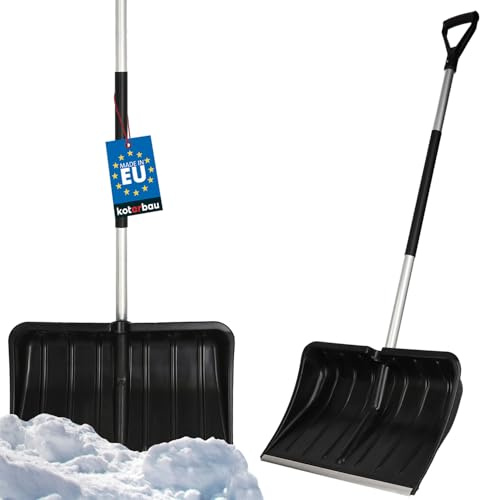 KOTARBAU® Snöskyffel snöskyffel 54 cm med aluminiumhandtag förstärkt plastskylt med metallbeslag med ergonomiskt handtag svart 136 cm
