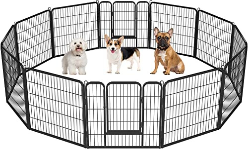 Yaheetech Parc pour Chien 12 Panneaux Cage pour Chien Enclos en métal pour Chiots Rongeur Lapin Chenil pour Chien 80cm de Hauteur