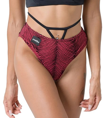 Invertika Slip Donna - Intimo Donna Sportivo - Pole Dance Push Up in Tessuto Stretch e Velluto Jacquard in Rilievo -Made in Italy (XS, Rosso)