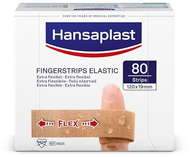 Hansaplast Cerotti elastici per dita (80 strisce), cerotti extra lunghi appositamente progettati per ferite sulle dita, cerotti flessibili e traspiranti