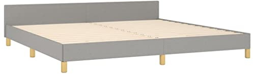 Tino Tech Cama tapizada, cama de dormitorio, cama king size, estructura de cama de invitados, estructura de cama con cabecero, gris claro, 200 x 200 cm, tela