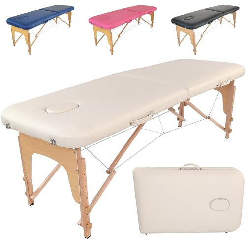 Beltom® Mobile Massagetisch Massageliege 2 zonen Basic 185 x 60 cm. - Licht 11,8 kg - massagebed massageleuning Massagebank 2 Zones klappbar Kosmetikliege - Creme