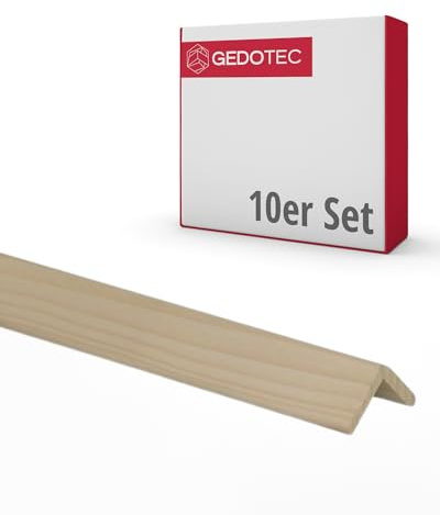 Gedotec Lot de 10 planches en bois à construire - Cornières en bois - 100 cm - 22 x 22 mm - Basique - Profilé d'angle polyvalent et bois pour bricoler différents objets - Profilé de protection d'angle