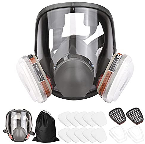 VISLONE Respirateur entièrement facial réutilisable Couverture complète faciale 16 en 1 Couverture de gaz Respirateur de vapeur organique Large champ de vision pour la peinture de la machine Polissage