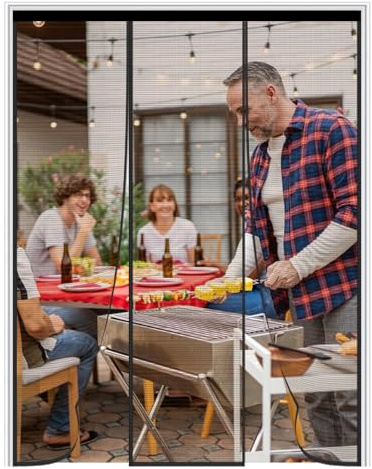 LXHFSH Moustiquaire Porte Magnétique 300x220cm Moustiquaire Aimantée Double Ouverture Latérale, Rideau Anti-Moustique, Fermeture Automatique, Rideau Anti Insecte Mouche, pour Couloirs Patio