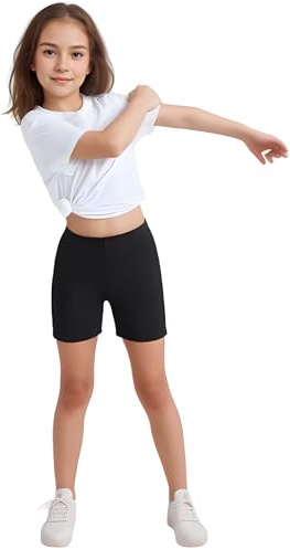 L S U Girls Cotton Shorts Summer Sports Cycling Dance Leggings Stretchy Breathable Shorts (Blk 4-5 Pack of 1)