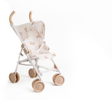 Roma RHS - XL Fern or Flora Dolls Pram with Retractable Hood and Swivel Wheels,Baby Toy, 42cm Baby Doll Carriage, Foam Handles, Ages 3+ (Teddy)