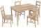 HOMCOM 5-TLG. Essgruppe, platzsparend Esstisch-Set, Esstisch mit 4 Stühlen, Rechteckig Esszimmergruppe aus Massivholz, für Wohnzimmer, Küche, Esszimmer, Natur