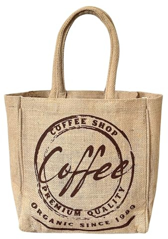 Domelo kleine Handtasche Mini Damen Tasche Jute Tote Bag Shopper beige