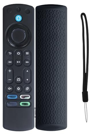 Silikonskydd för Fire TV 4K Stick Max, fjärrkontroll fodral stöttåligt skyddande fodral skal med snodd för Fire TV 4K Stick Max (svart)